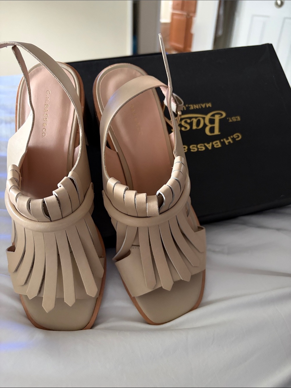 G.H. Bass & Co. Nude Fringe Slingback Clogs